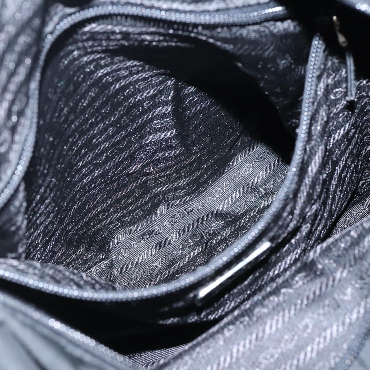 PRADA Tote Bag Nylon Black Silver Auth bs27858
