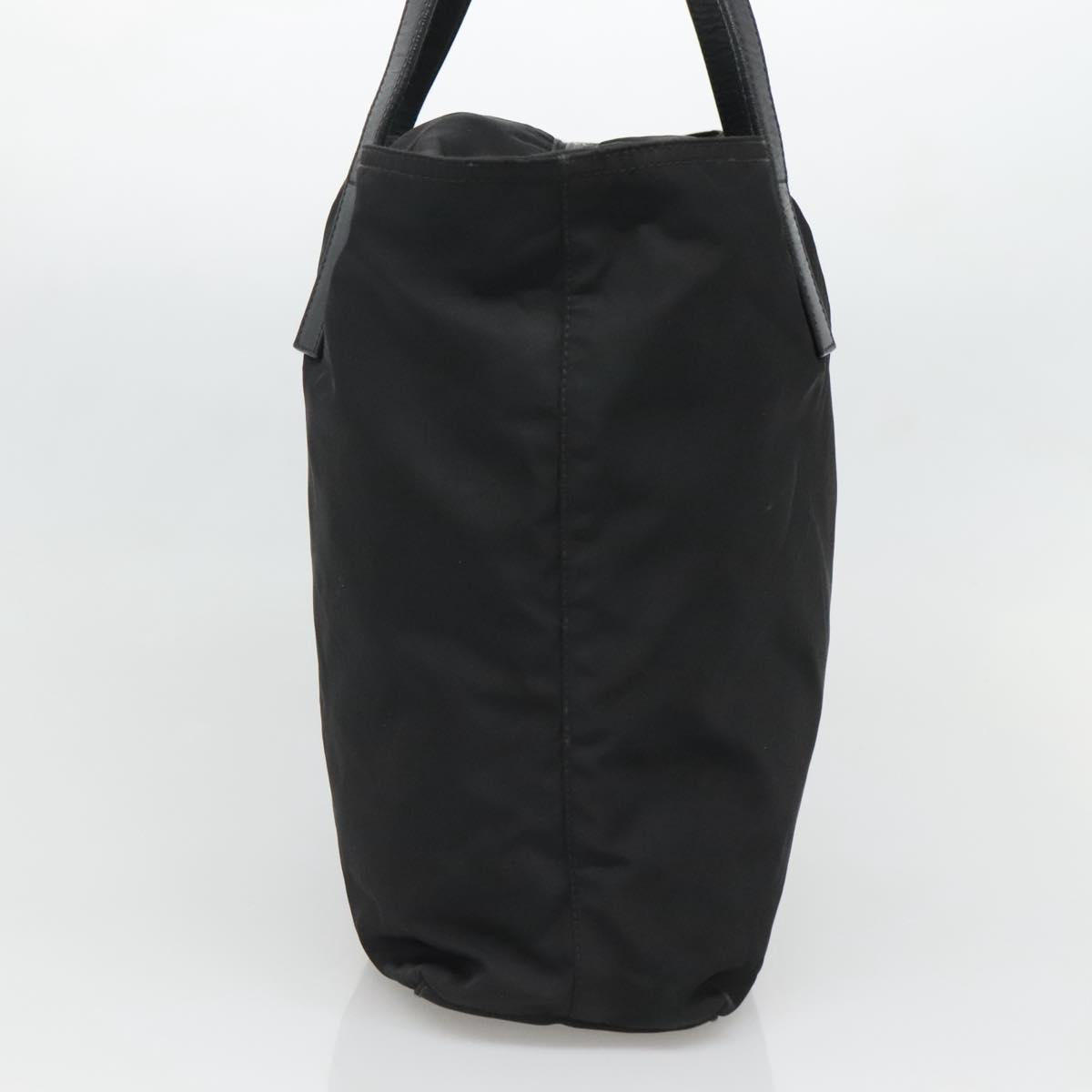 PRADA Tote Bag Nylon Black Silver Auth bs27858