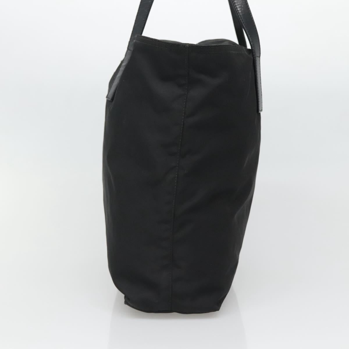 PRADA Tote Bag Nylon Black Silver Auth bs27858