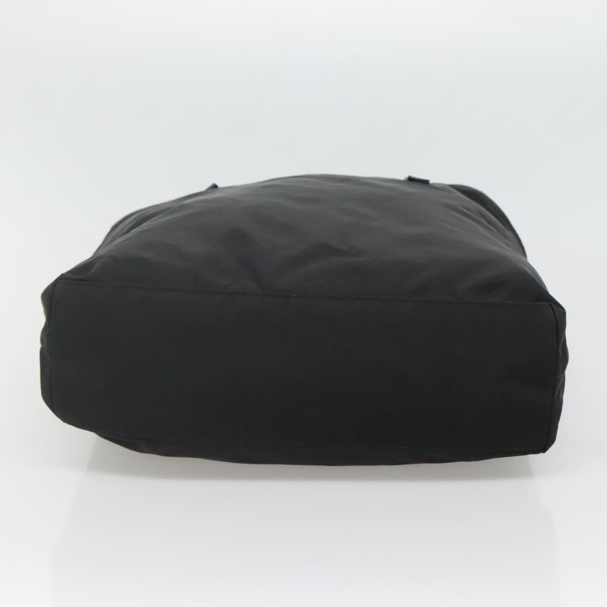 PRADA Tote Bag Nylon Black Silver Auth bs27858