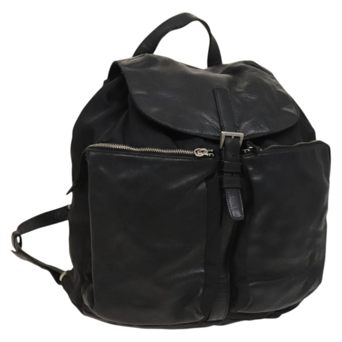 PRADA Backpack Nylon Black Silver Auth bs27860