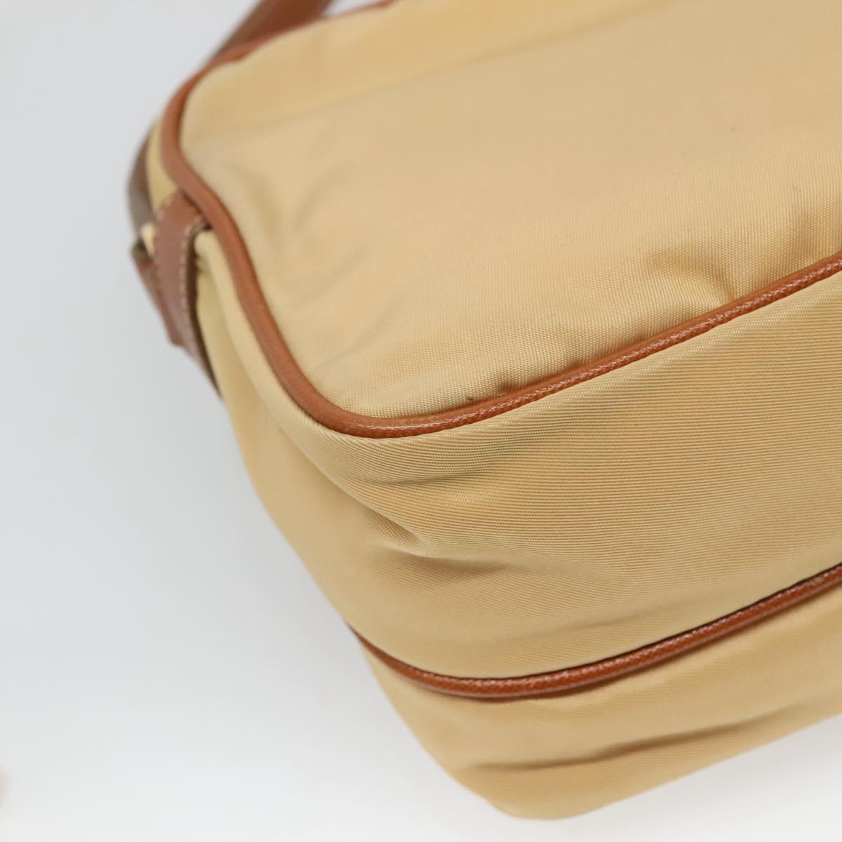 PRADA Shoulder Bag Nylon Beige Gold Auth bs27865