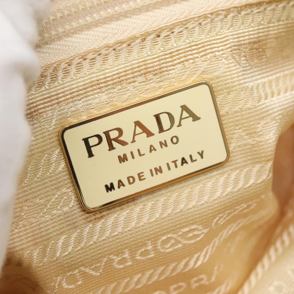 PRADA Shoulder Bag Nylon Beige Gold Auth bs27865