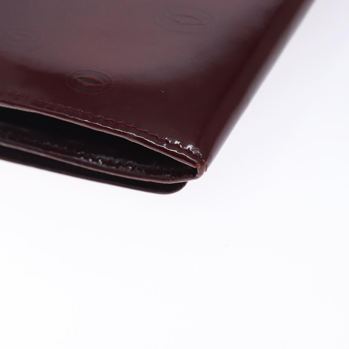 CARTIER Happy Birthday Long Wallet Enamel Bordeaux Auth bs27880