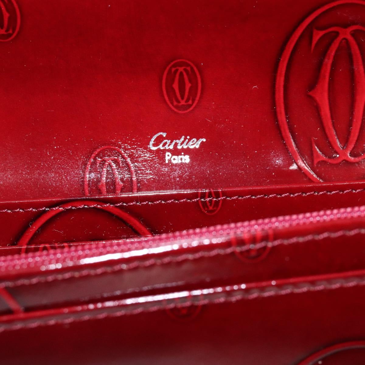 CARTIER Happy Birthday Long Wallet Enamel Bordeaux Auth bs27880