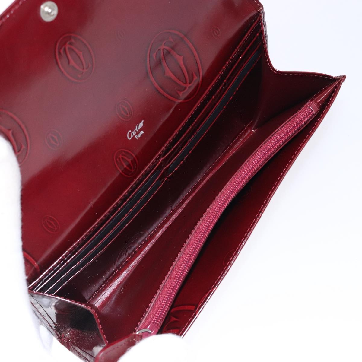 CARTIER Happy Birthday Long Wallet Enamel Bordeaux Auth bs27880