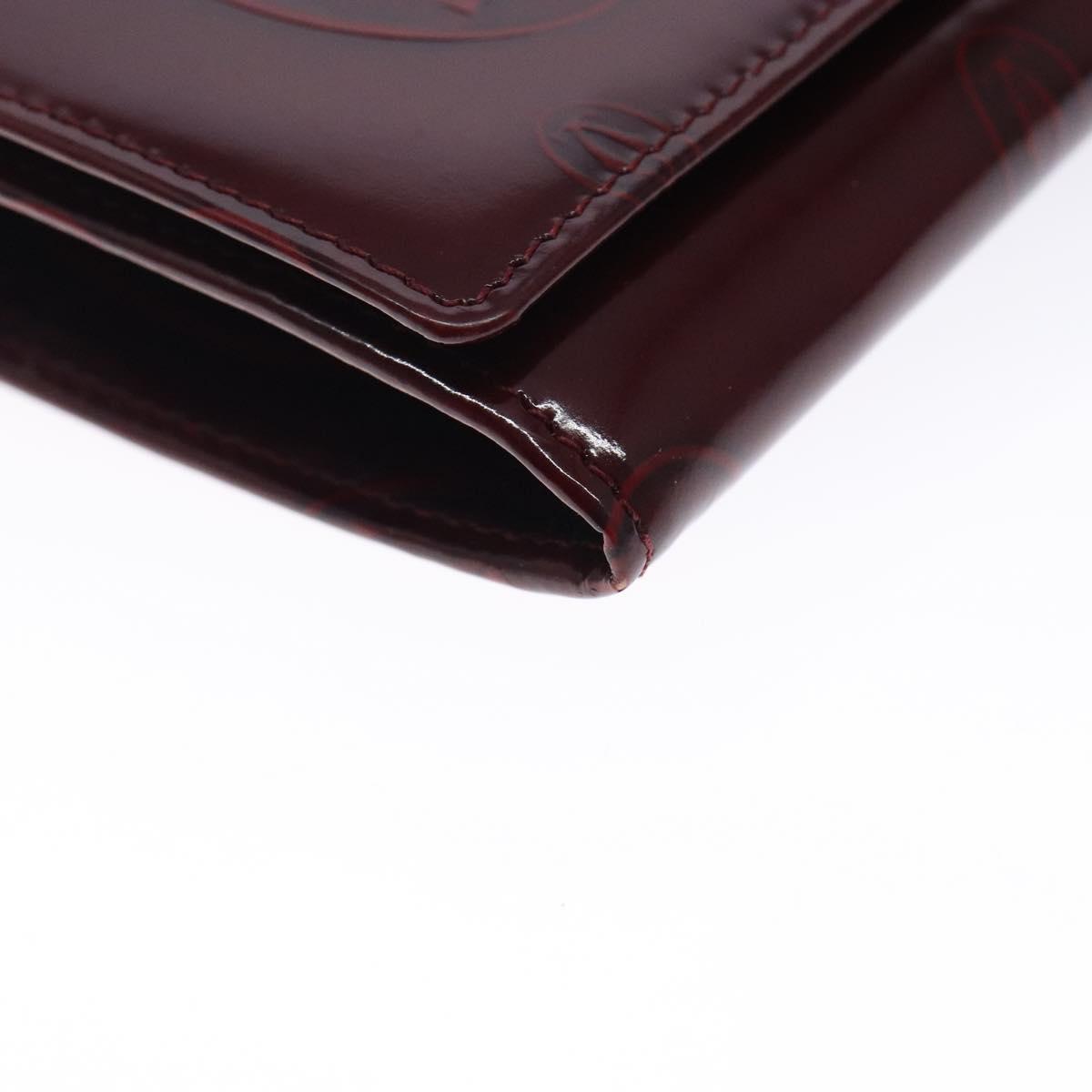 CARTIER Happy Birthday Long Wallet Enamel Bordeaux Auth bs27880