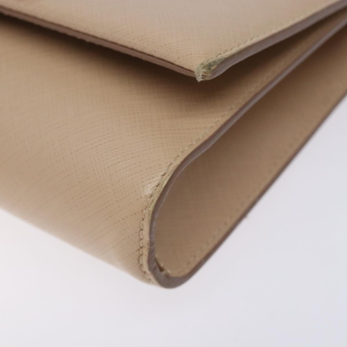 Salvatore Ferragamo Chain Vala Shoulder Bag Leather Beige Gold Auth bs27881