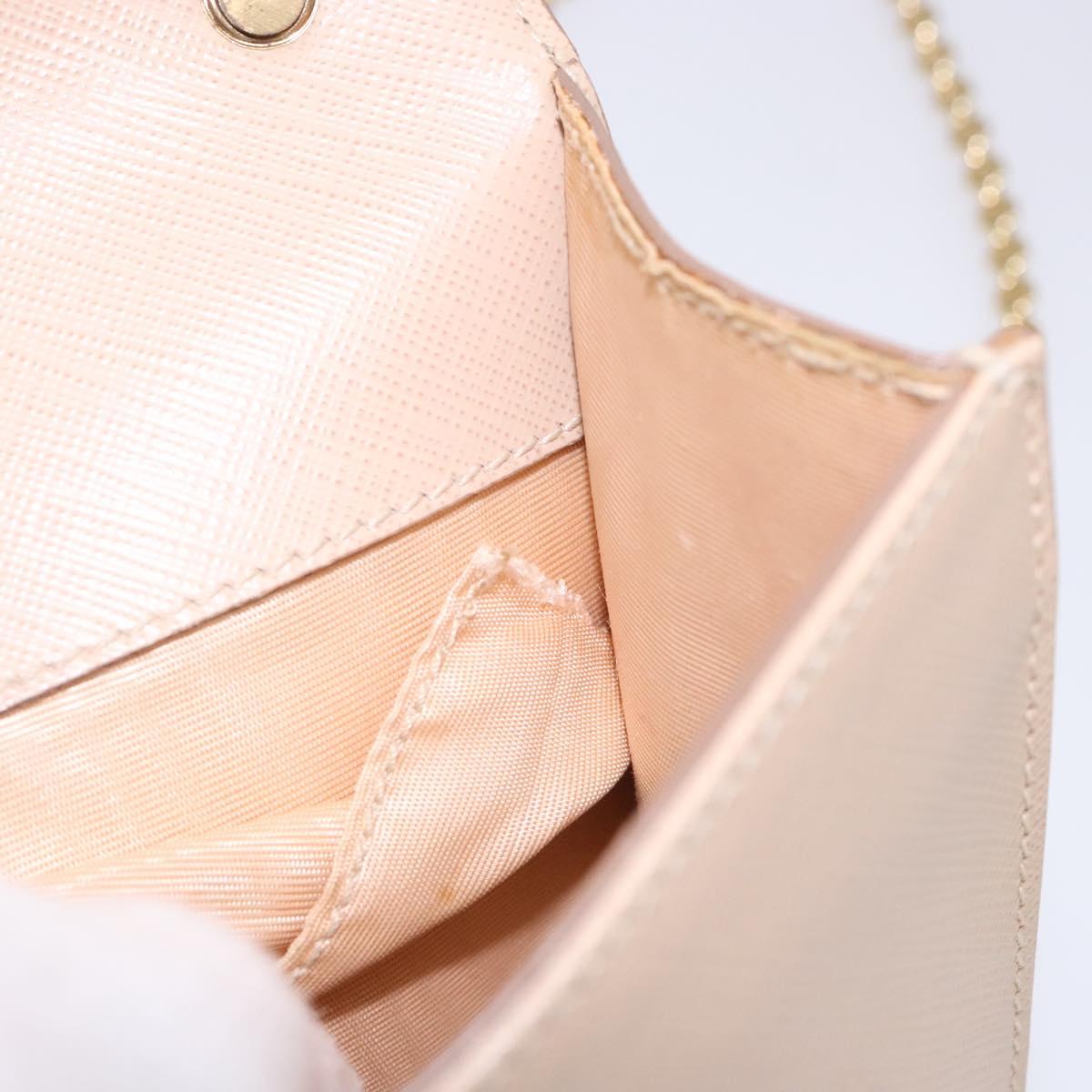 Salvatore Ferragamo Chain Vala Shoulder Bag Leather Beige Gold Auth bs27881