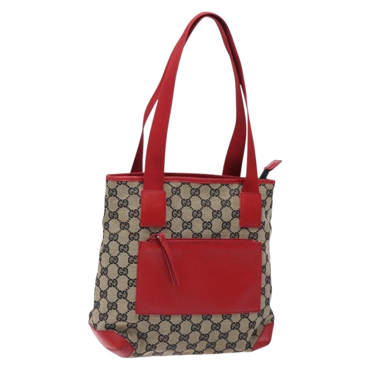 GUCCI GG Canvas Tote Bag Navy Silver 019 0402 Auth bs27899