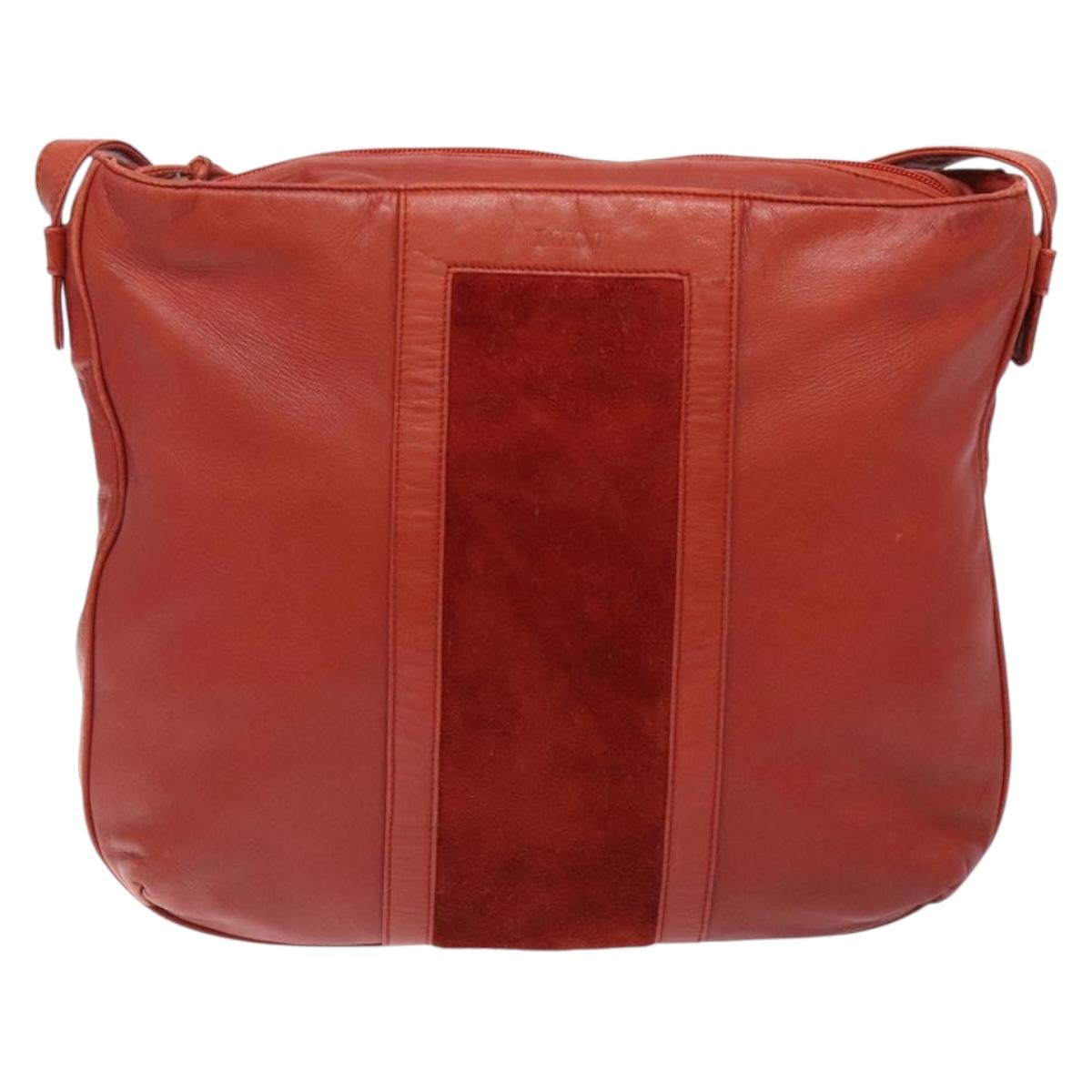 LOEWE Shoulder Bag Leather Red Gold Auth bs27909