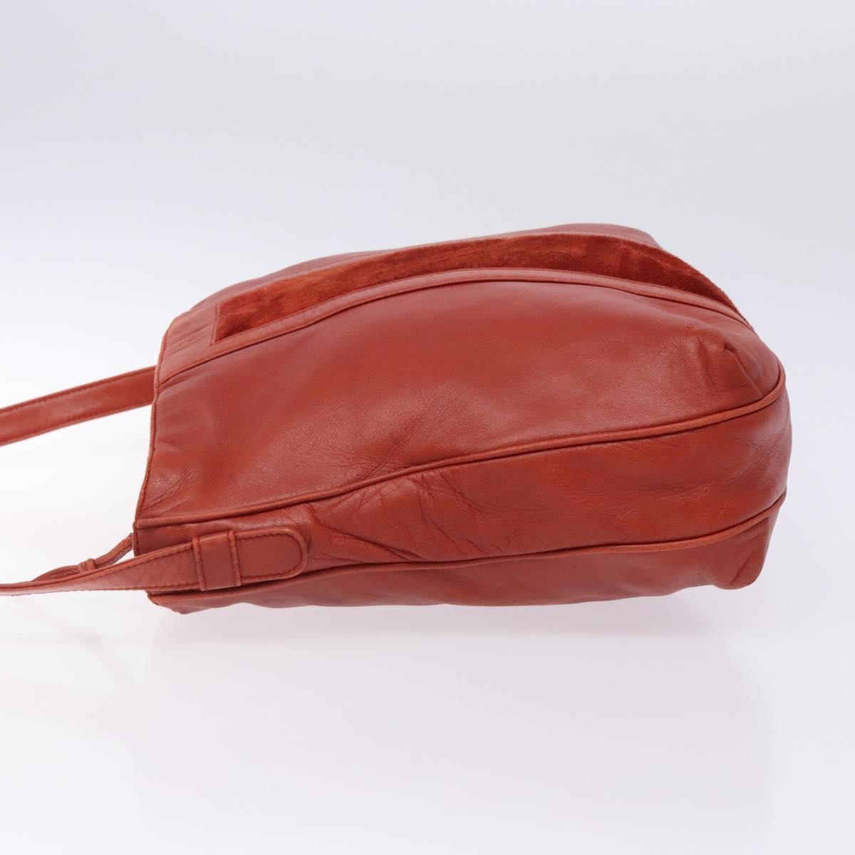 LOEWE Shoulder Bag Leather Red Gold Auth bs27909