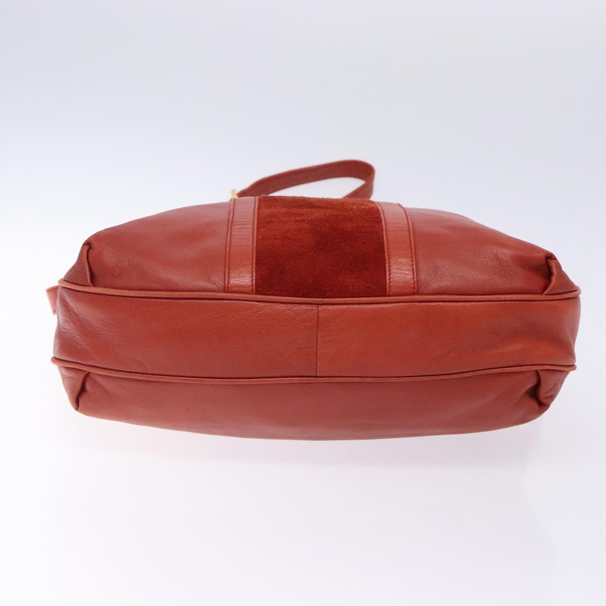 LOEWE Shoulder Bag Leather Red Gold Auth bs27909