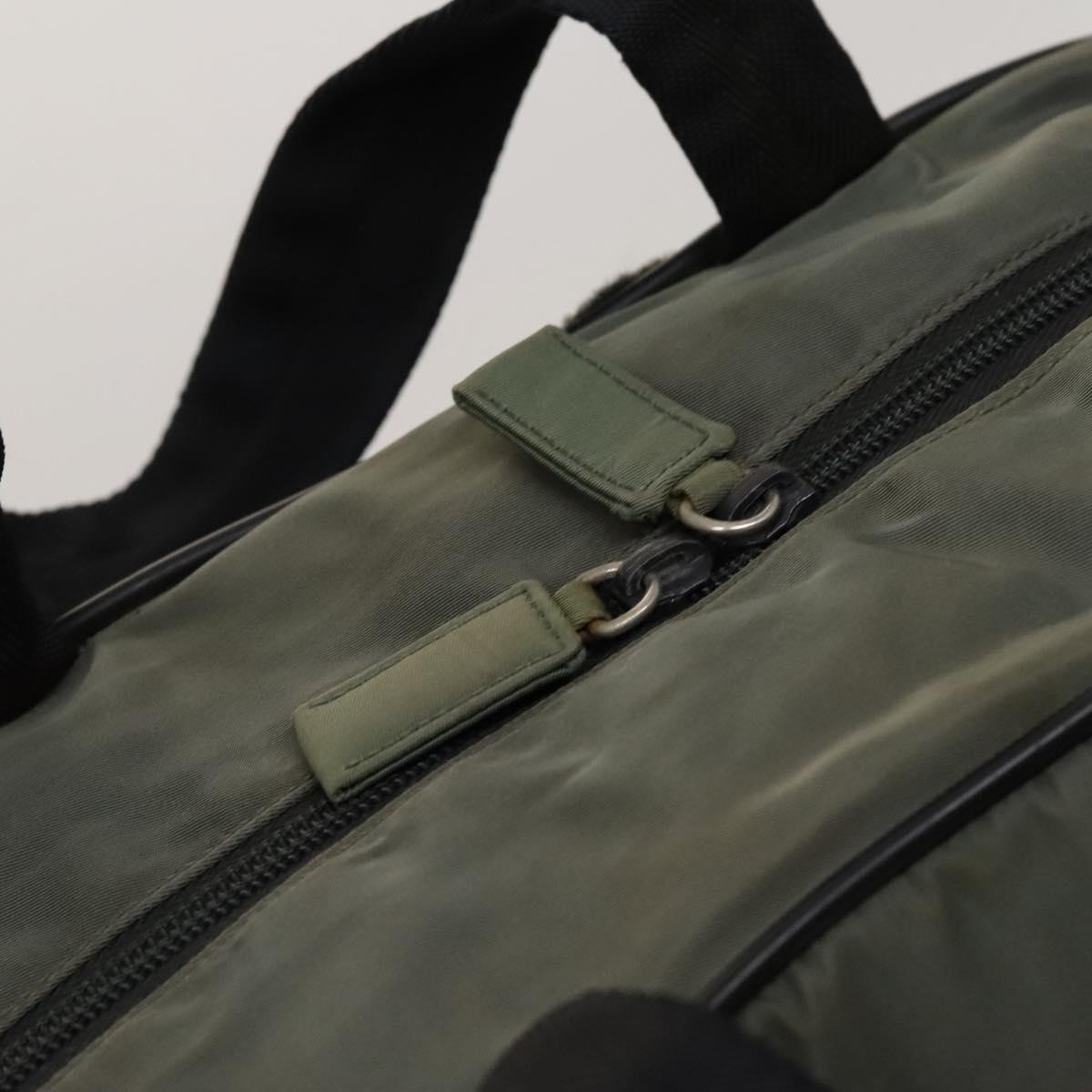 PRADA Sports Boston Bag Nylon Gray Silver Auth bs27925