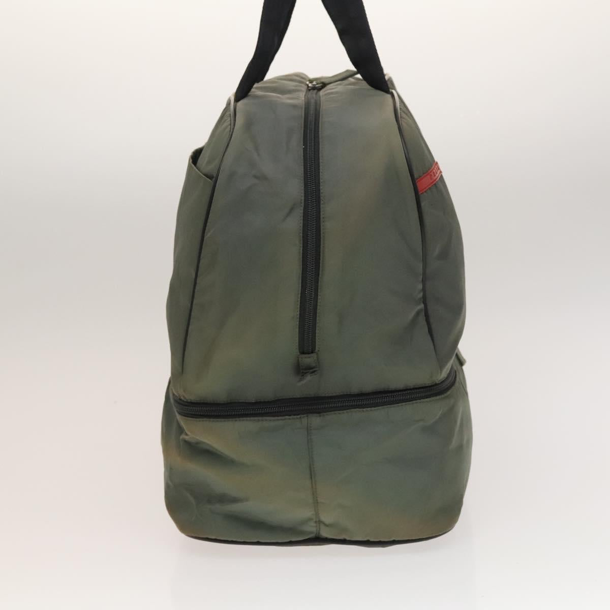 PRADA Sports Boston Bag Nylon Gray Silver Auth bs27925