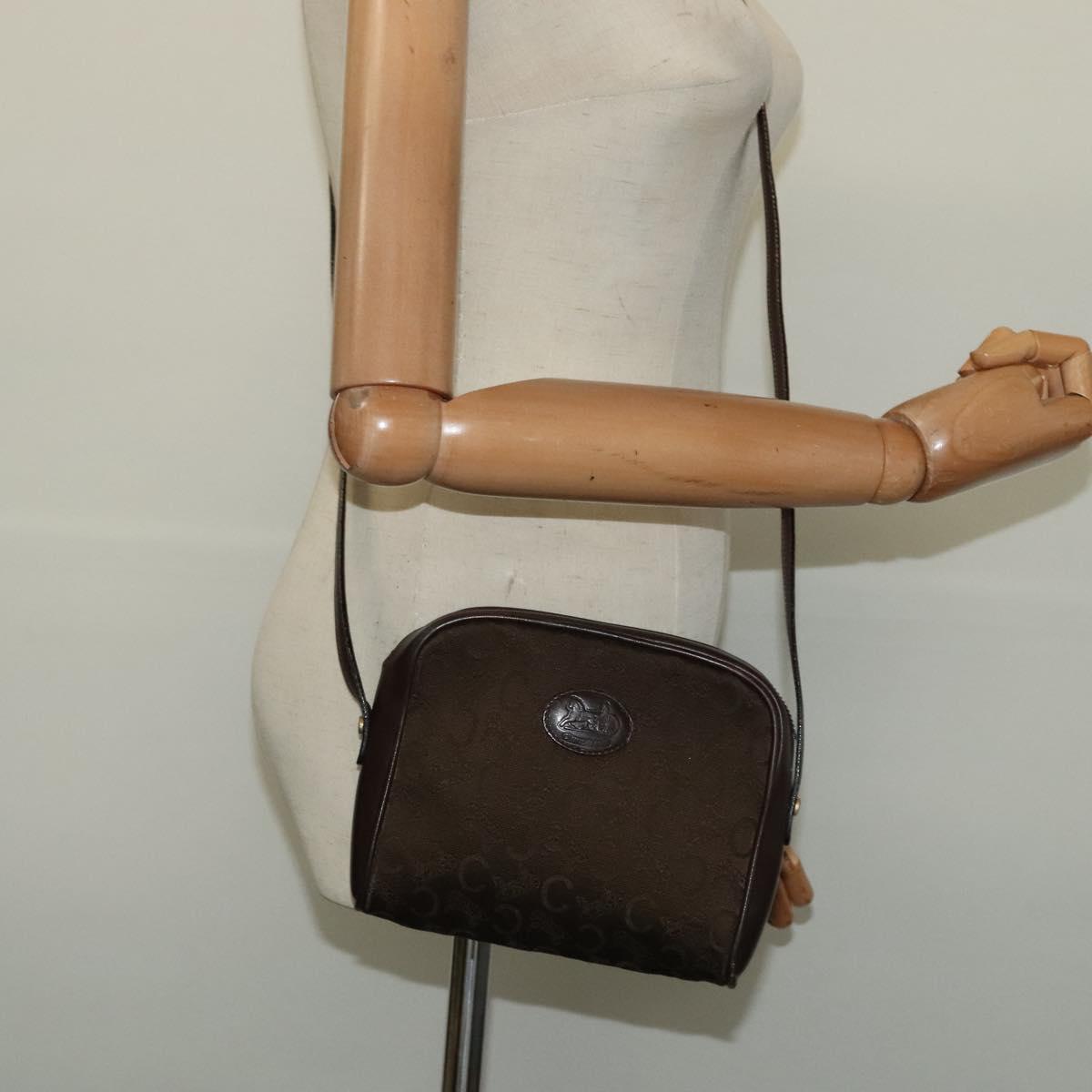 CELINE C Sulky Shoulder Bag Canvas Brown Gold Auth bs27936