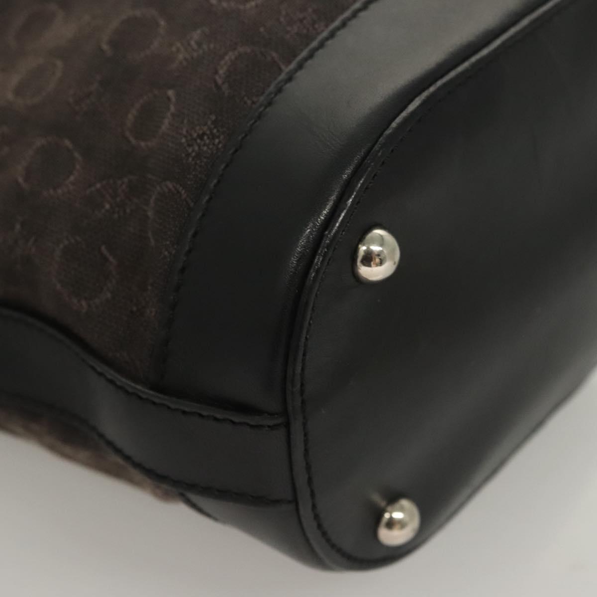 CELINE C Macadam Canvas Hand Bag Black Silver Auth bs27937