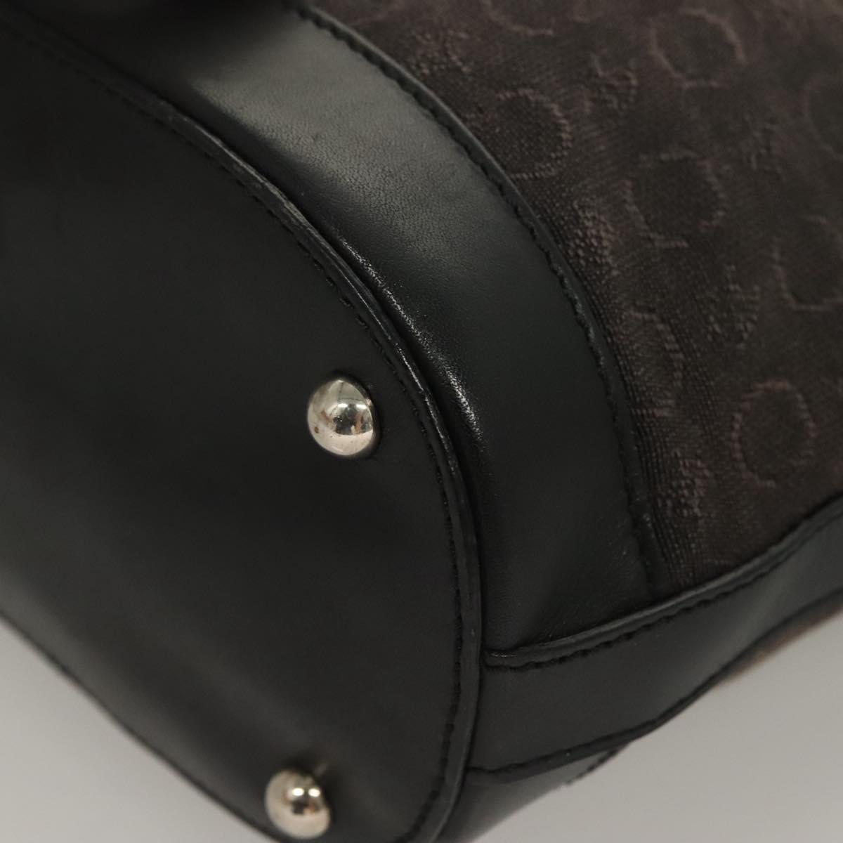 CELINE C Macadam Canvas Hand Bag Black Silver Auth bs27937