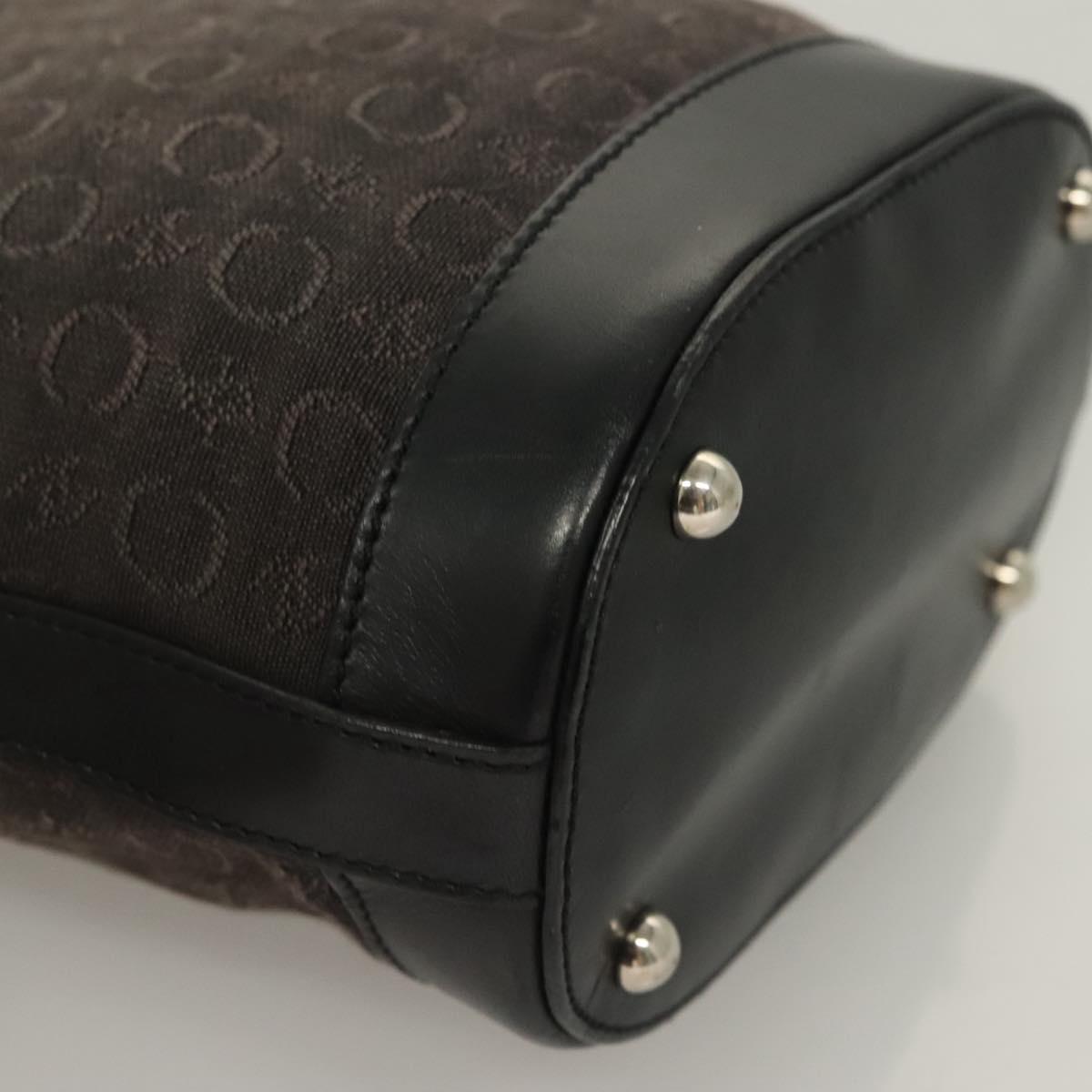 CELINE C Macadam Canvas Hand Bag Black Silver Auth bs27937