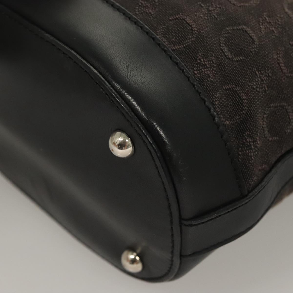 CELINE C Macadam Canvas Hand Bag Black Silver Auth bs27937