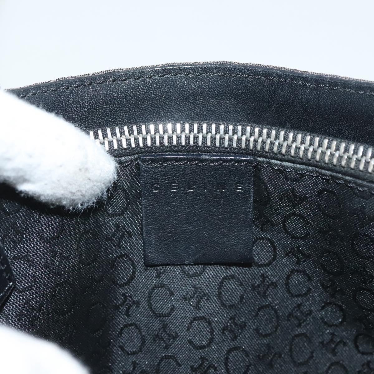 CELINE C Macadam Canvas Hand Bag Black Silver Auth bs27937