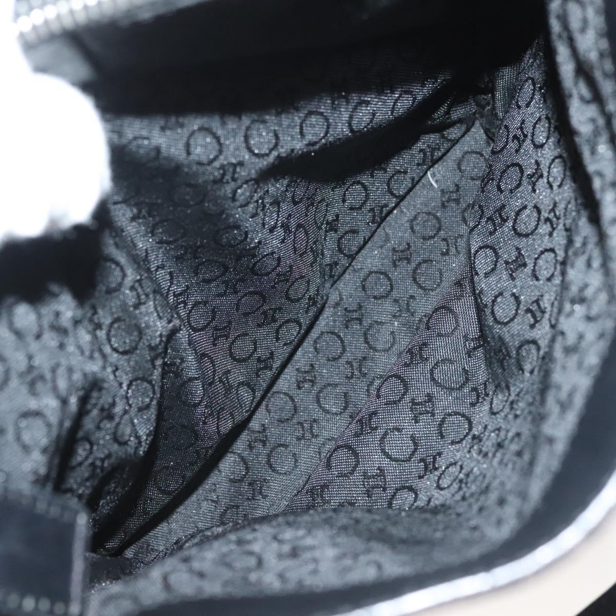 CELINE C Macadam Canvas Hand Bag Black Silver Auth bs27937