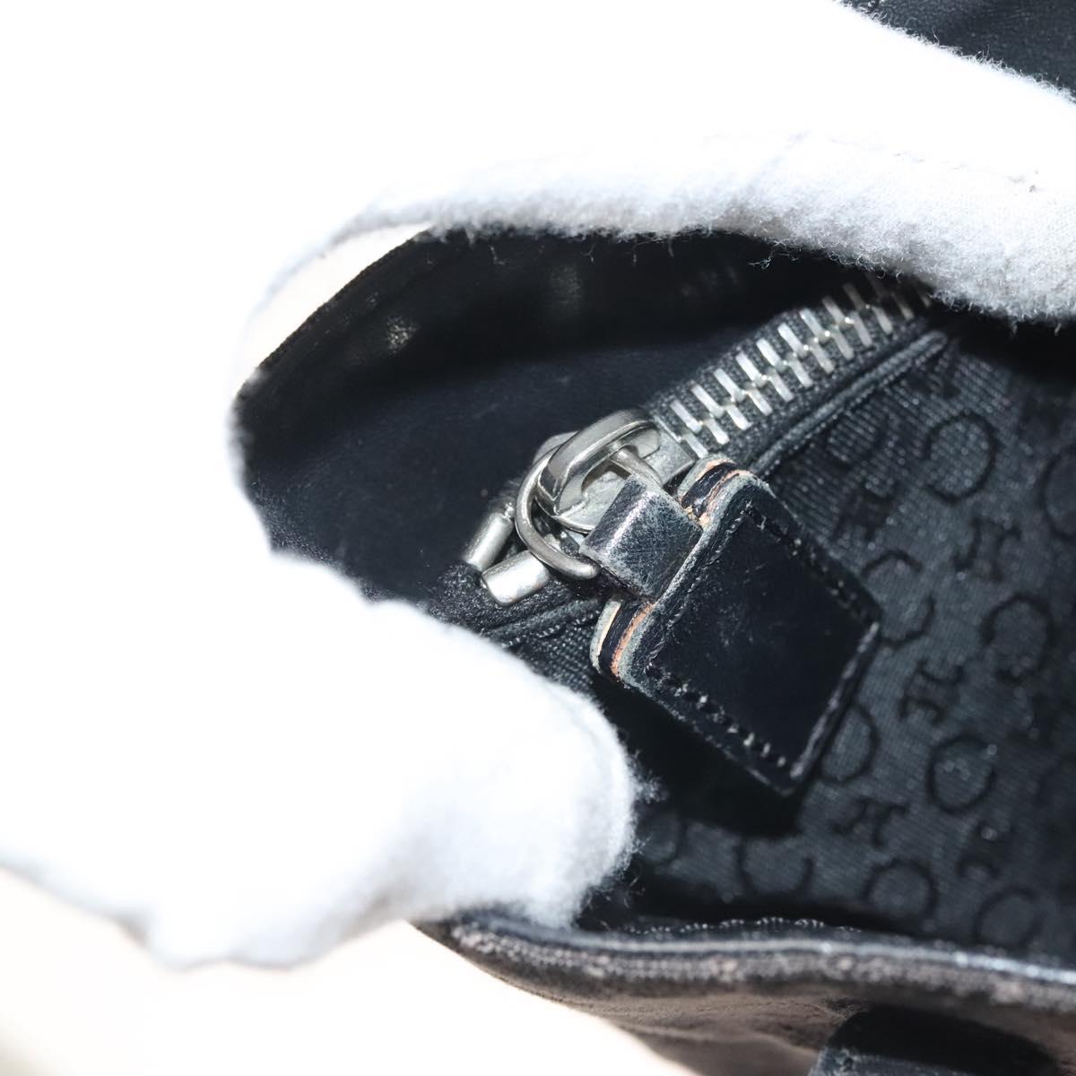 CELINE C Macadam Canvas Hand Bag Black Silver Auth bs27937