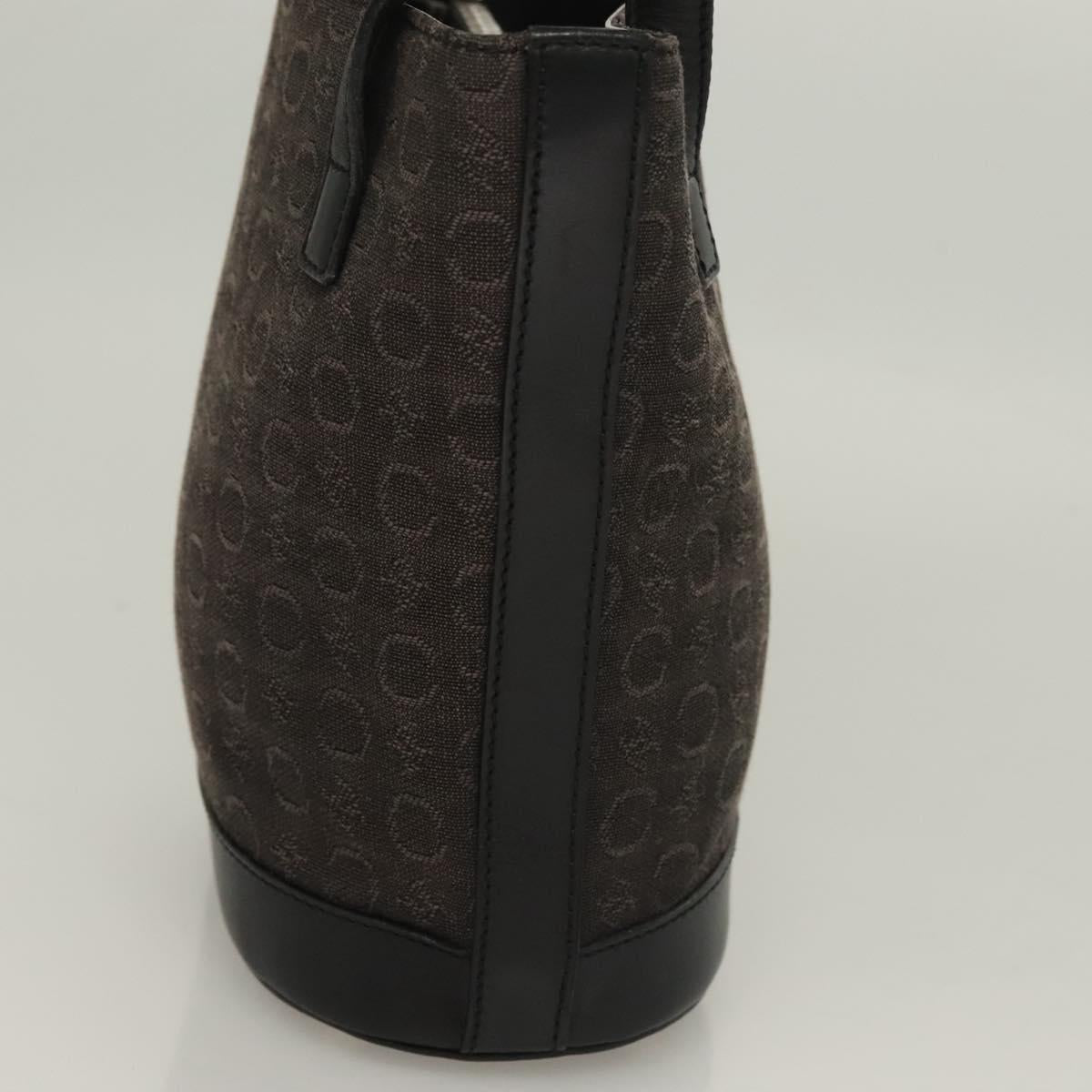 CELINE C Macadam Canvas Hand Bag Black Silver Auth bs27937