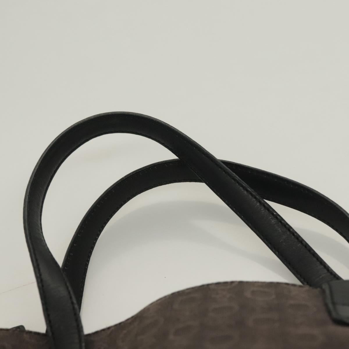 CELINE C Macadam Canvas Hand Bag Black Silver Auth bs27937