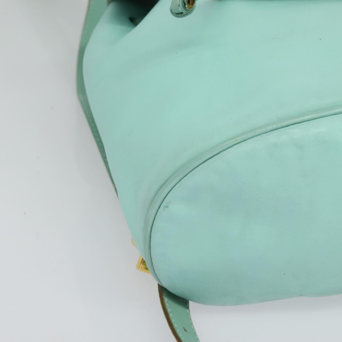 Salvatore Ferragamo Backpack Leather Turquoise Blue Gold Auth bs27971