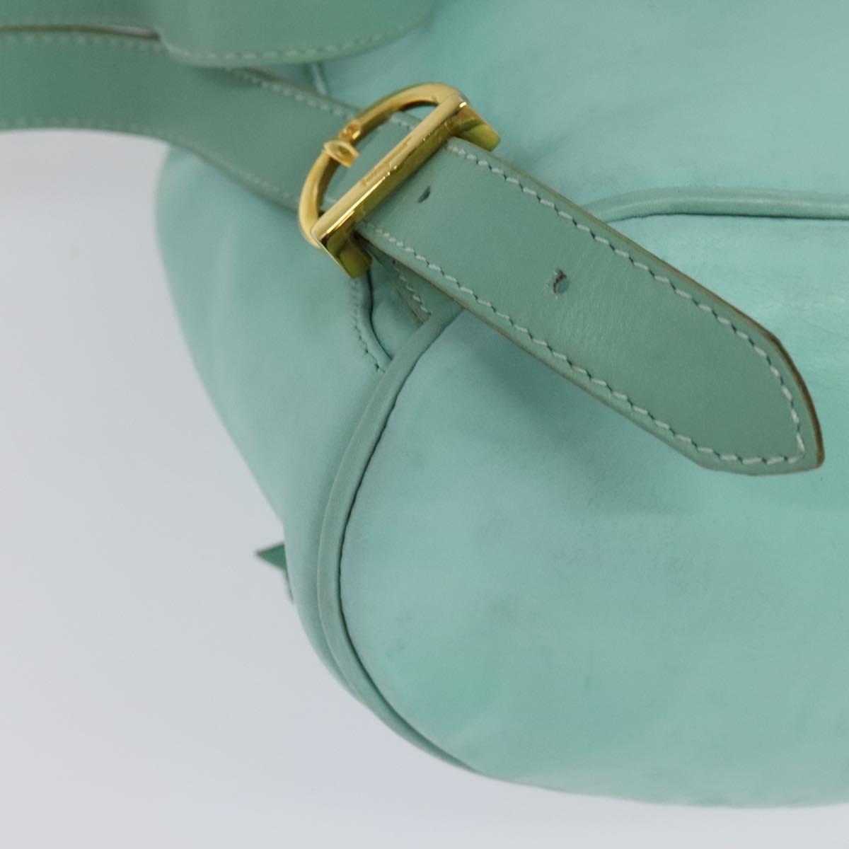 Salvatore Ferragamo Backpack Leather Turquoise Blue Gold Auth bs27971