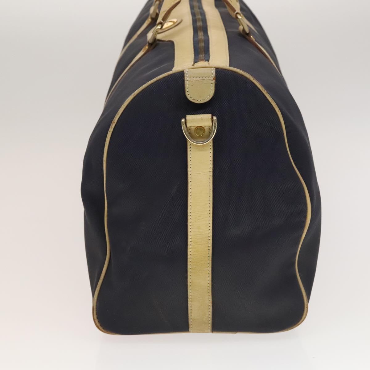Christian Dior Sports Boston Bag Leather PVC 2way Navy Gold Auth bs27974