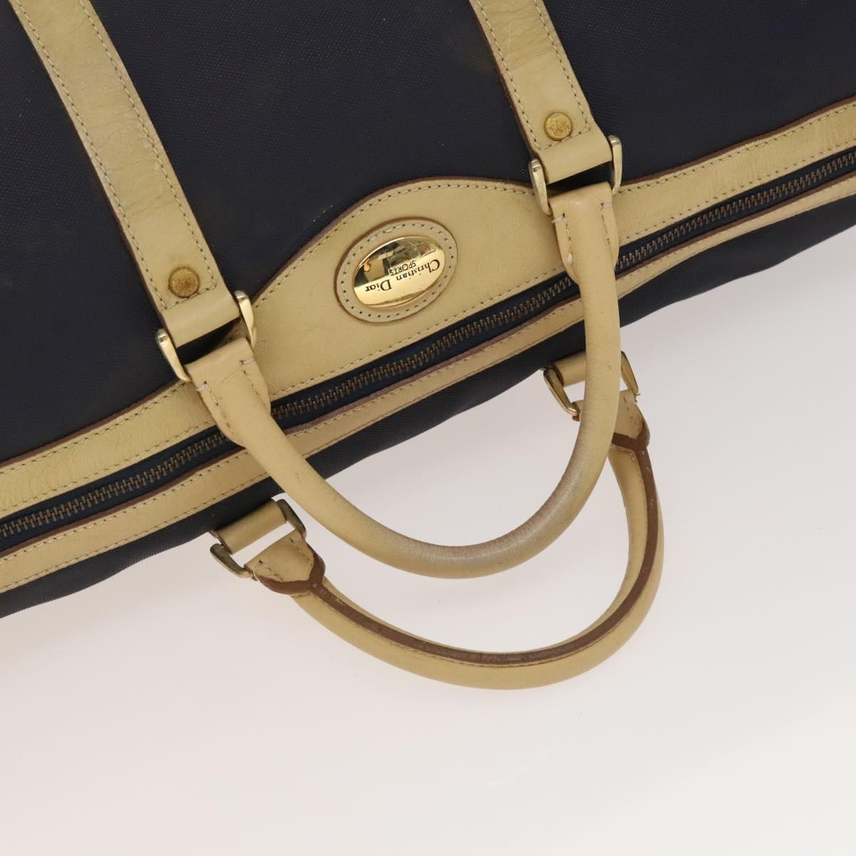Christian Dior Sports Boston Bag Leather PVC 2way Navy Gold Auth bs27974
