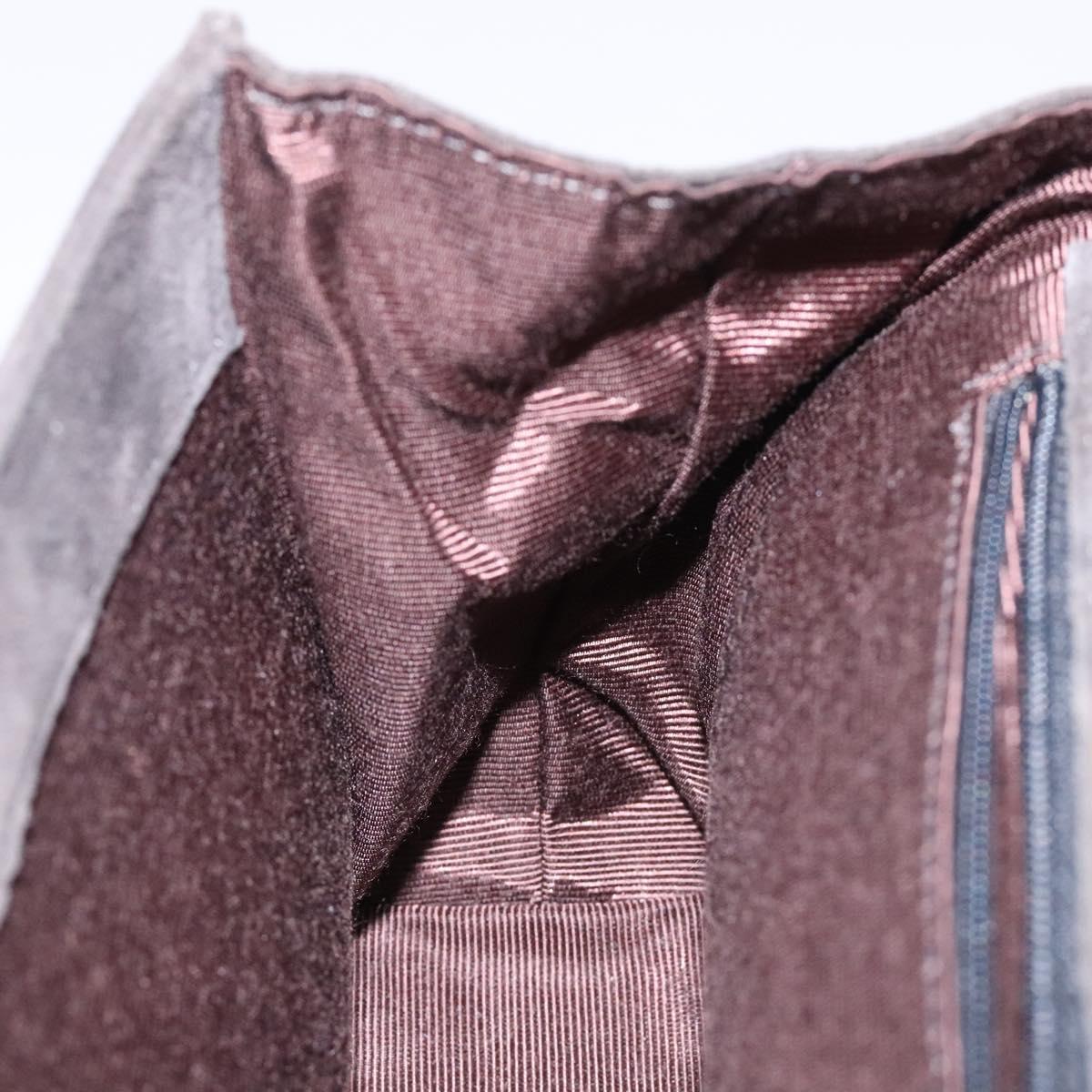 GIVENCHY Hand Bag Suede Gray Gold Auth bs27976