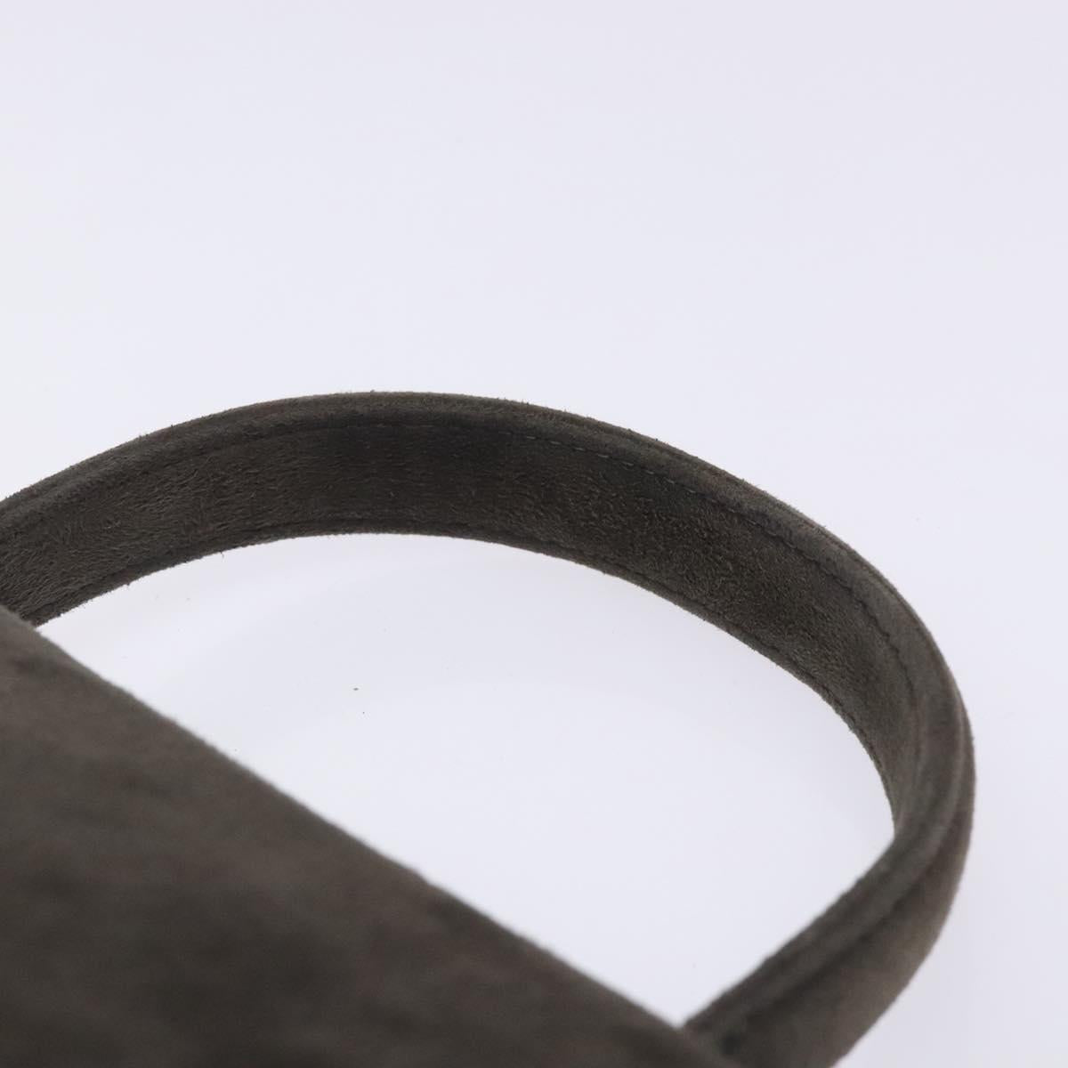 GIVENCHY Hand Bag Suede Gray Gold Auth bs27976
