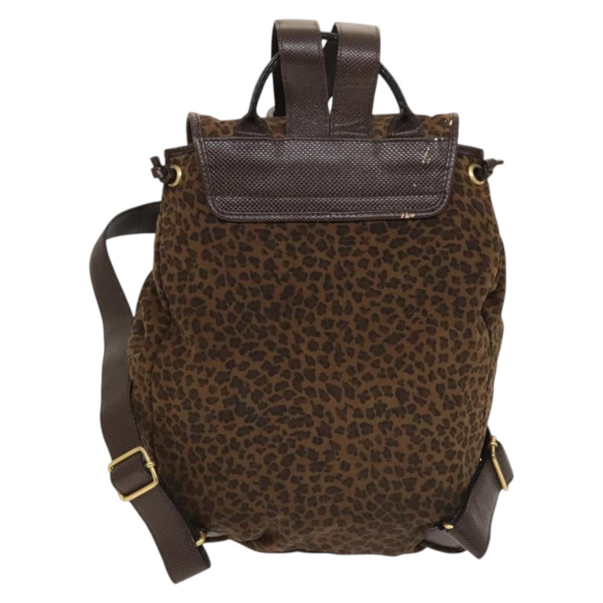 BOTTEGA VENETA Backpack Nylon Brown Gold Auth bs27978