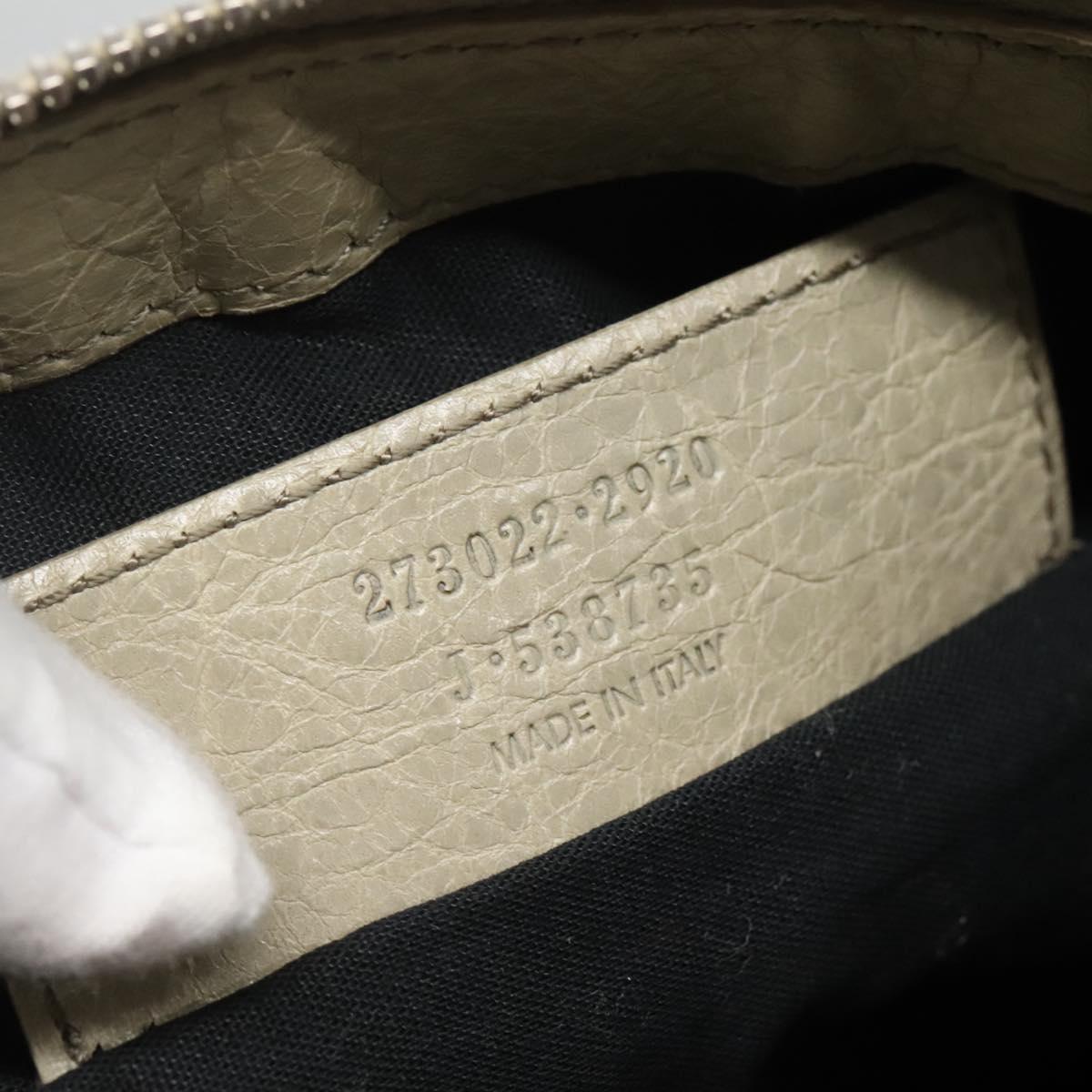 BALENCIAGA Classic Clip M Clutch Bag Leather Beige Silver Auth bs27985