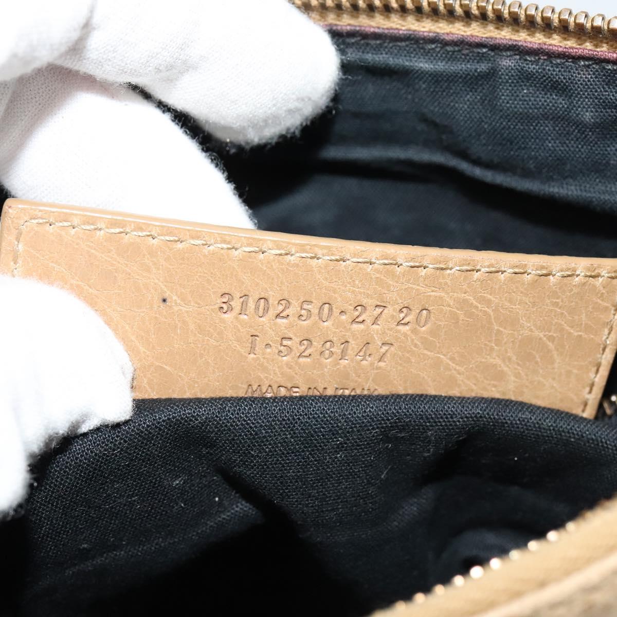 BALENCIAGA Classic Flat Shoulder Bag Leather Beige Auth bs27986