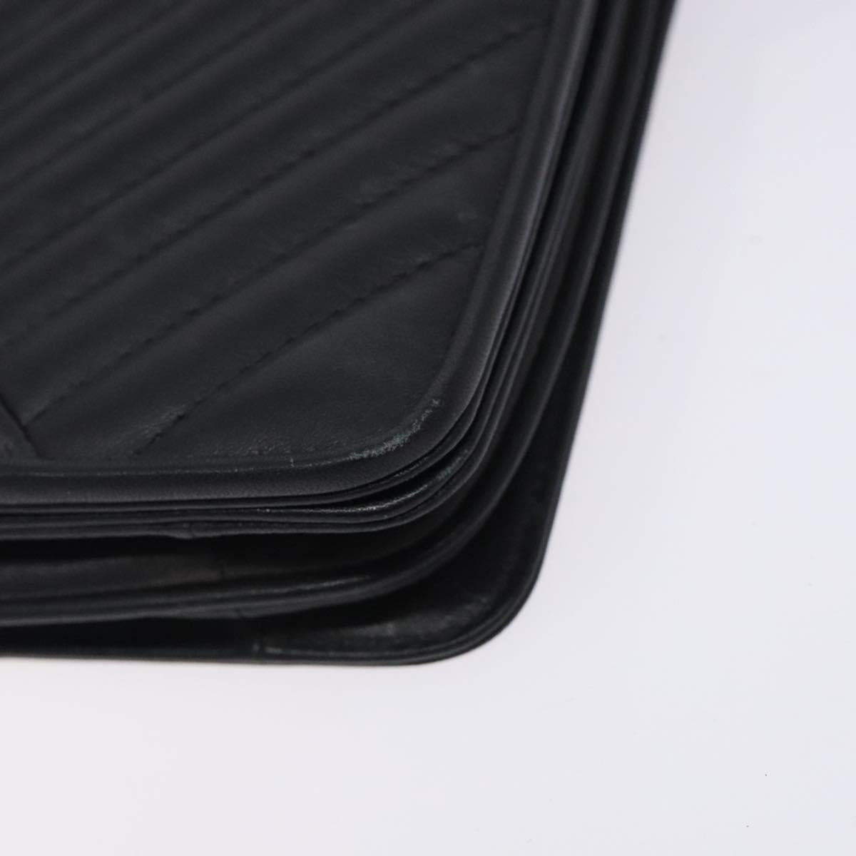 VALENTINO Shoulder Bag Leather Black Gold Auth bs27994