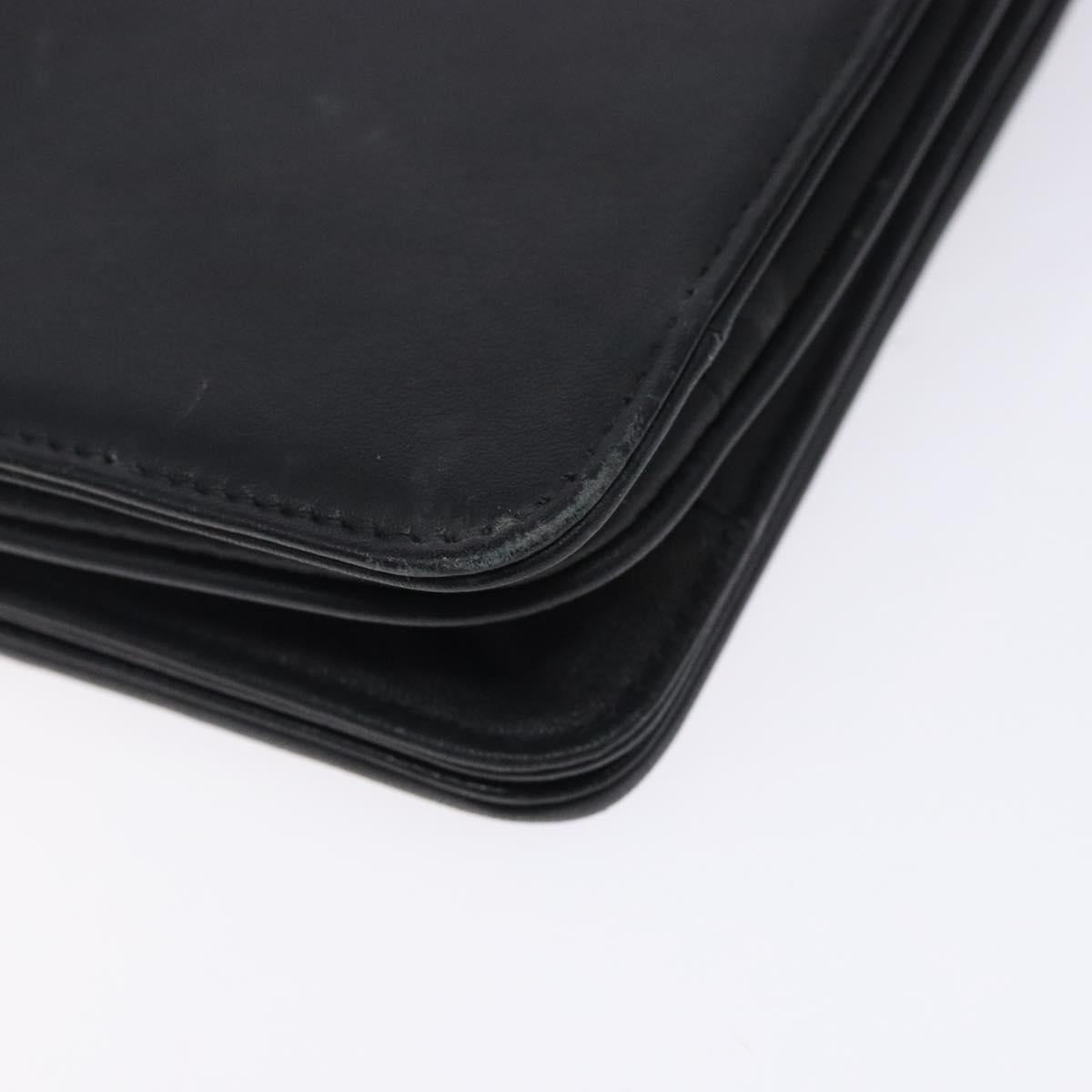 VALENTINO Shoulder Bag Leather Black Gold Auth bs27994