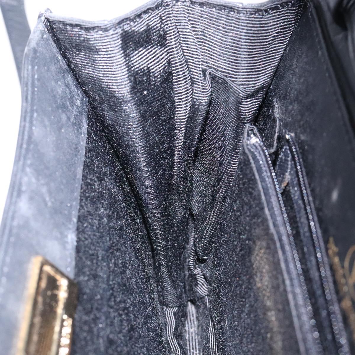 VALENTINO Shoulder Bag Leather Black Gold Auth bs27994