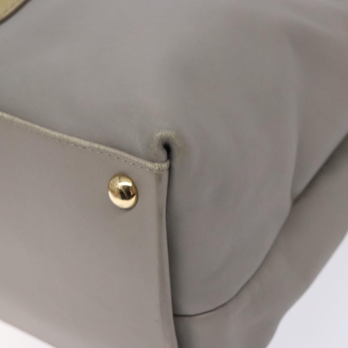 Salvatore Ferragamo Vala Hand Bag Leather Gray Gold Auth bs27995