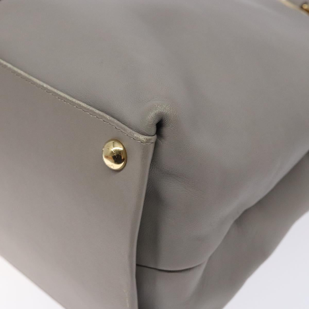 Salvatore Ferragamo Vala Hand Bag Leather Gray Gold Auth bs27995