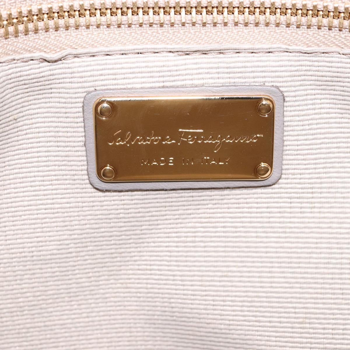 Salvatore Ferragamo Vala Hand Bag Leather Gray Gold Auth bs27995