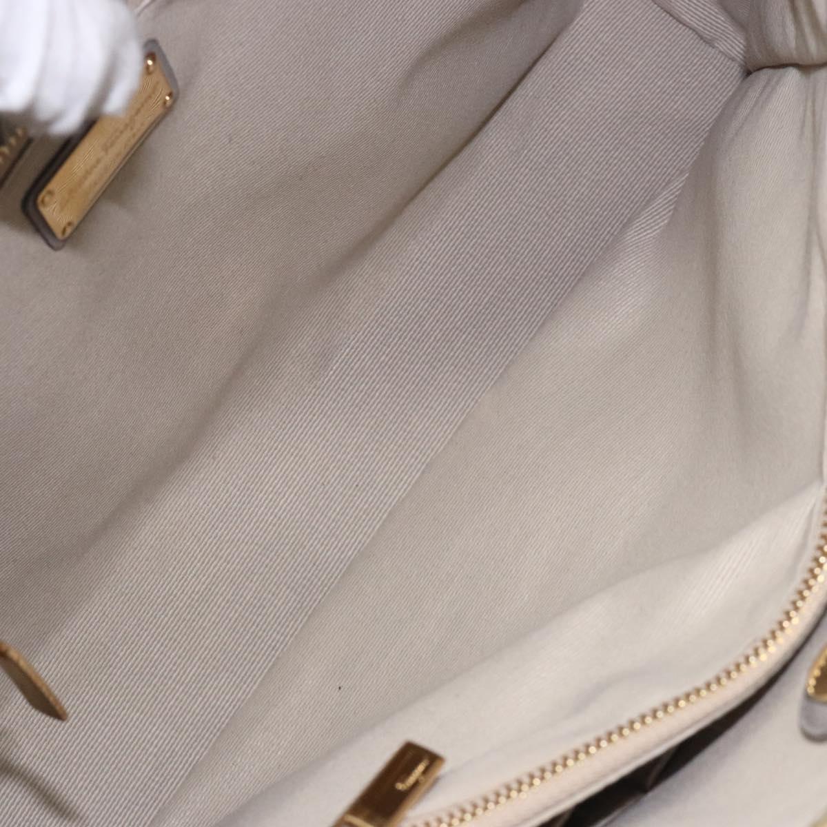 Salvatore Ferragamo Vala Hand Bag Leather Gray Gold Auth bs27995
