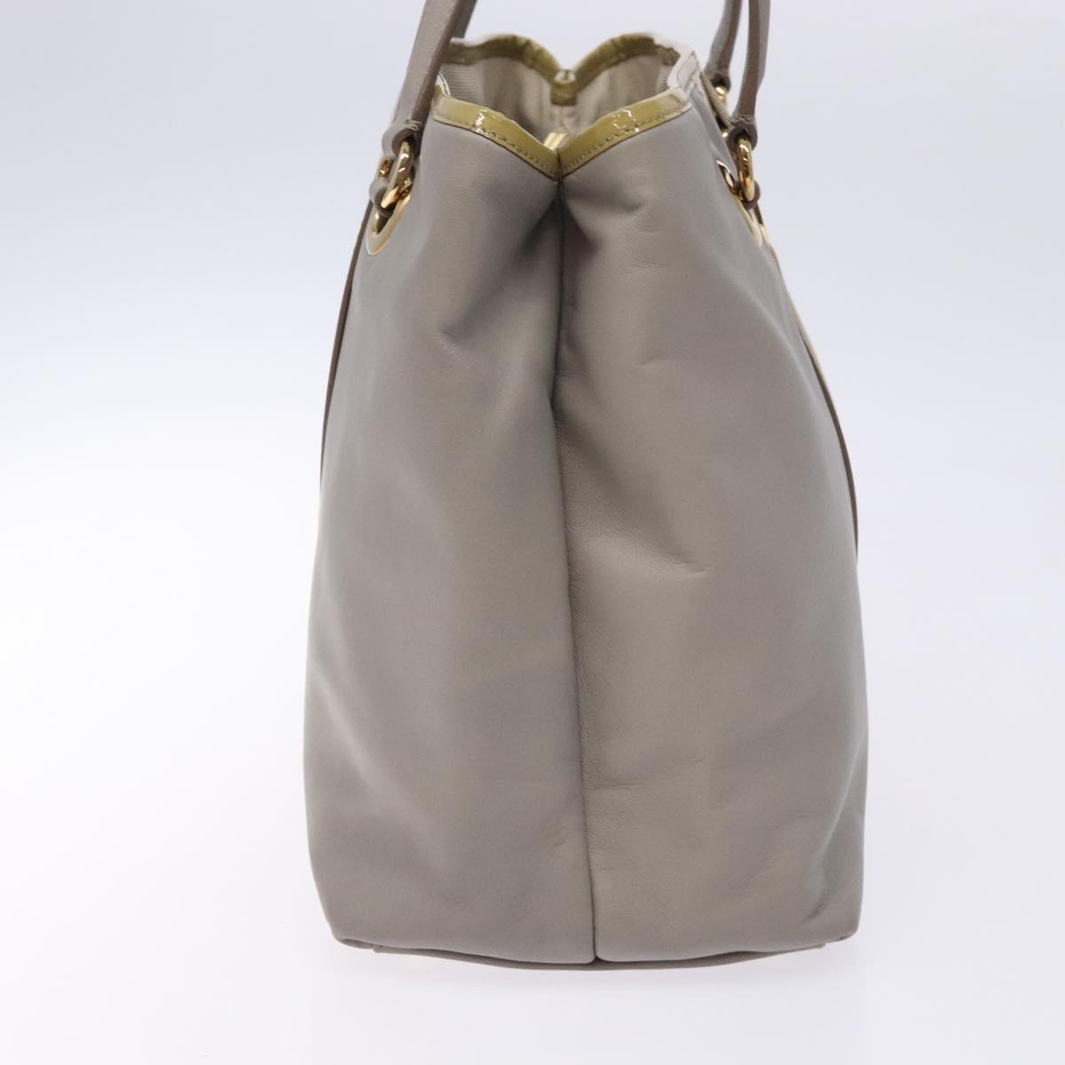 Salvatore Ferragamo Vala Hand Bag Leather Gray Gold Auth bs27995