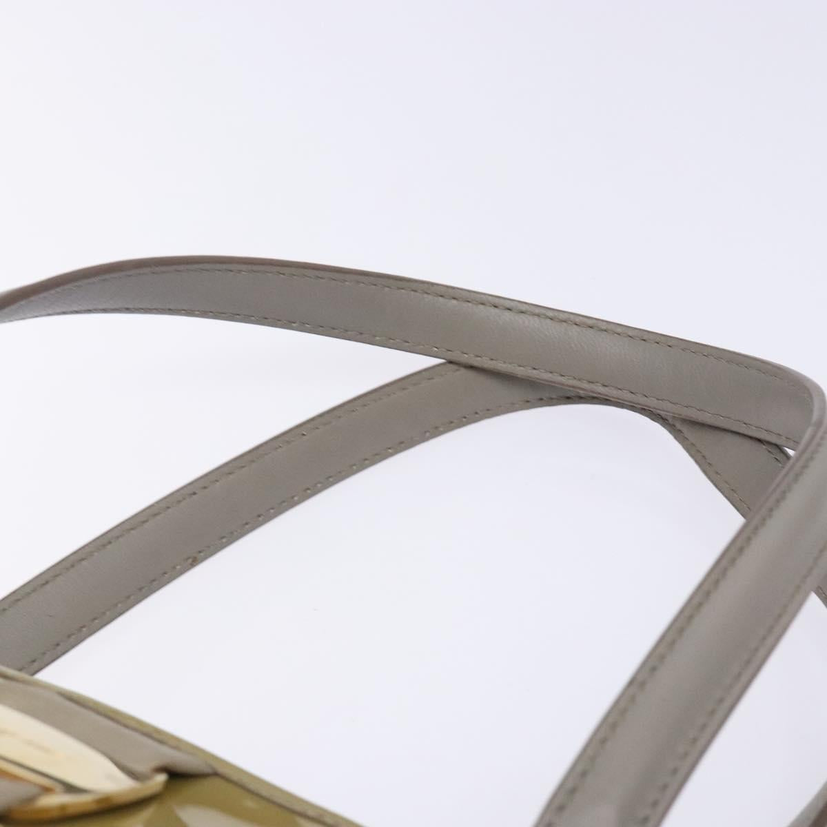 Salvatore Ferragamo Vala Hand Bag Leather Gray Gold Auth bs27995