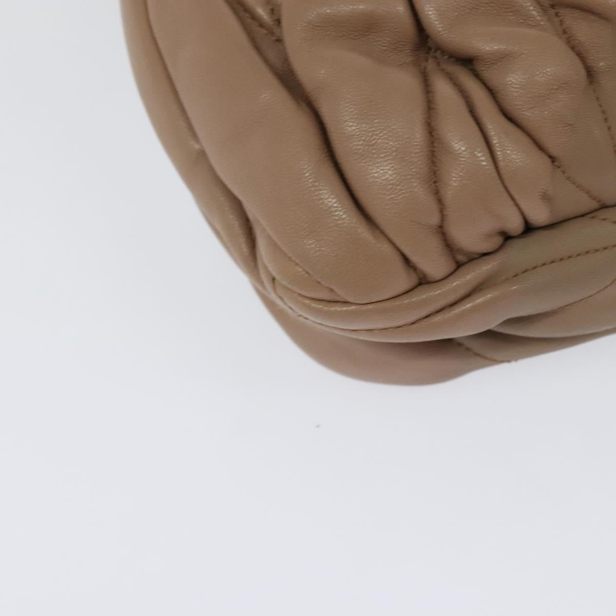 Miu Miu Matelasse Chain Shoulder Bag Leather Pink Silver Auth bs27996