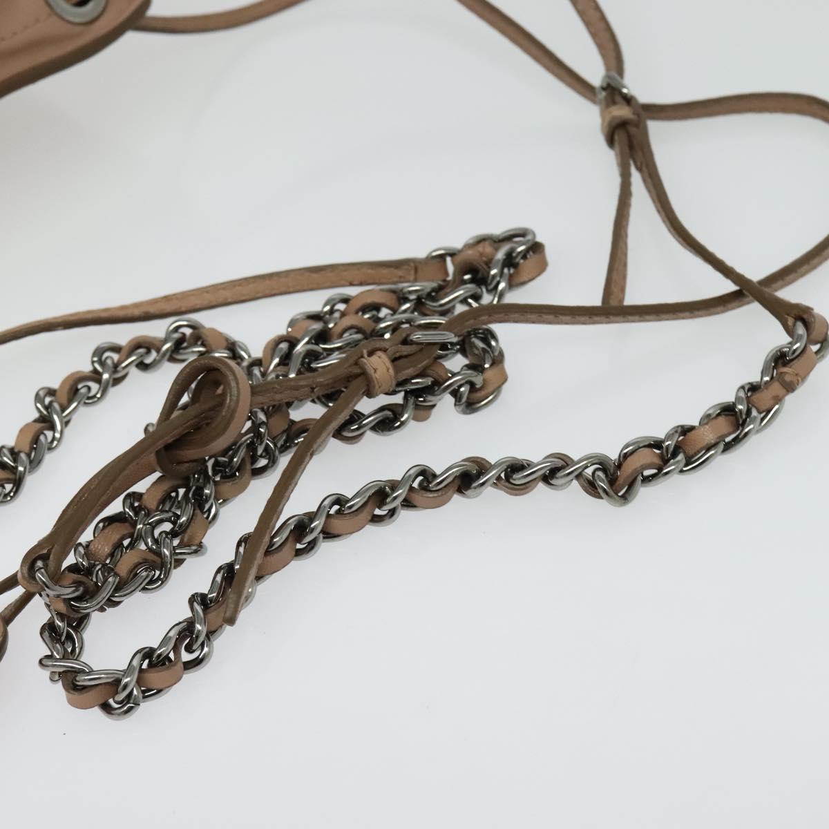 Miu Miu Matelasse Chain Shoulder Bag Leather Pink Silver Auth bs27996