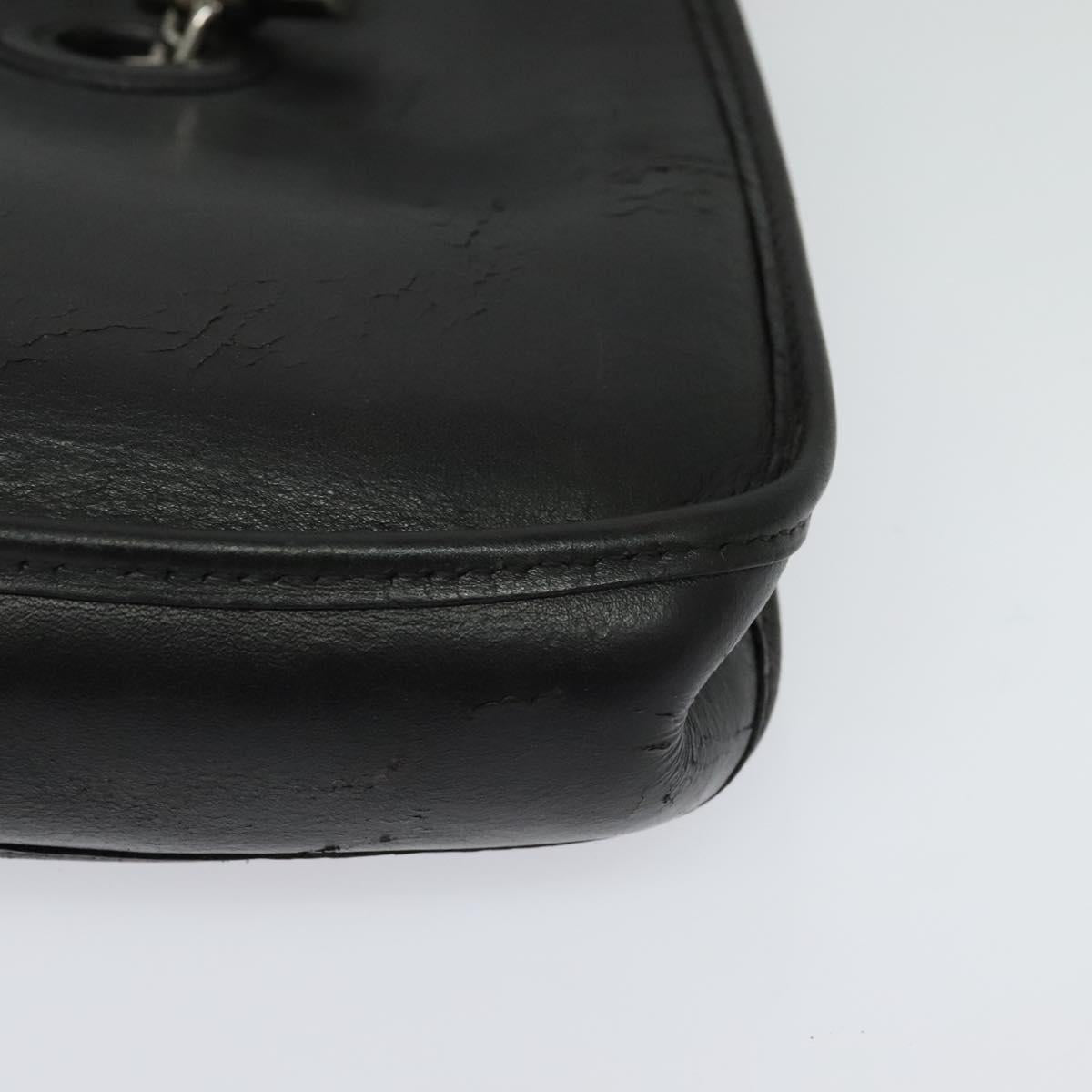 HERMES Vespa TPM Shoulder Bag Leather Black Auth bs27999